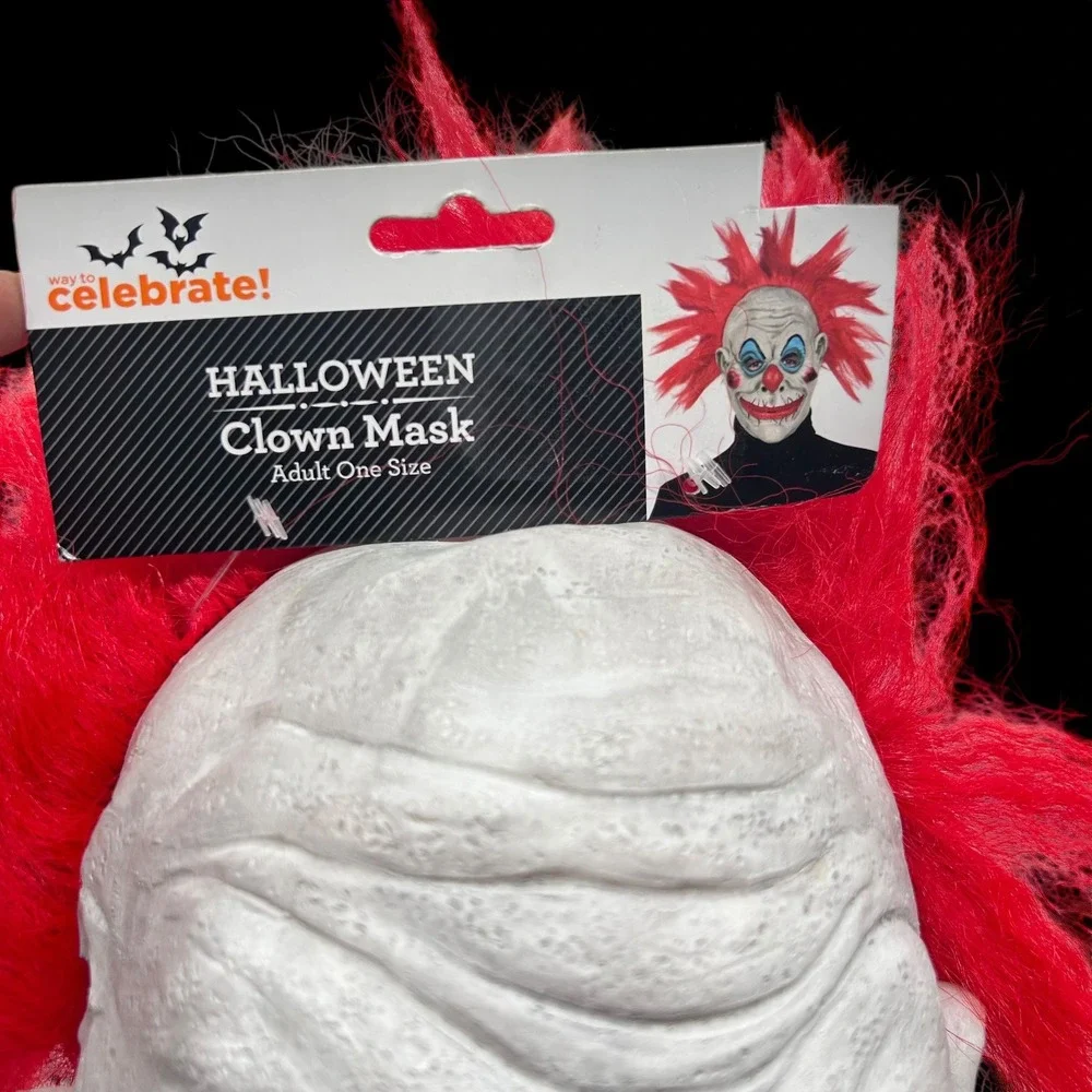 NEW Halloween Clown Mask Red Hair Adult‎ Costume Horror By Way to Celebrate